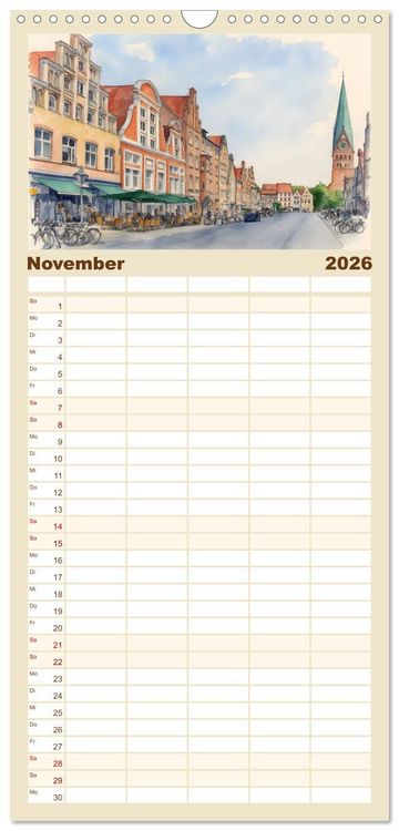 Produktbild: Familienplaner 2026 - Zauberhaftes L&uuml;neburg mit 5 Spalten (Wandkalender, 21 x 45 cm) CALVENDO