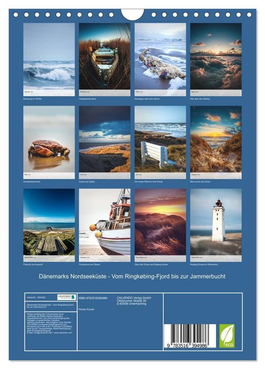 Produktbild: D&auml;nemarks Nordseek&uuml;ste - Vom Ringk&oslash;bing-Fjord bis zur Jammerbucht (Wandkalender 2026 DIN A4 hoch), CALVENDO Monatskalender