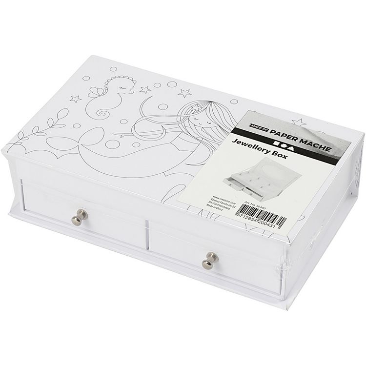 Produktbild: Creativ Company Schmuckkasten, H 5 cm, Gr&ouml;&szlig;e 18x10,5 cm, Wei&szlig;, 1 Stk