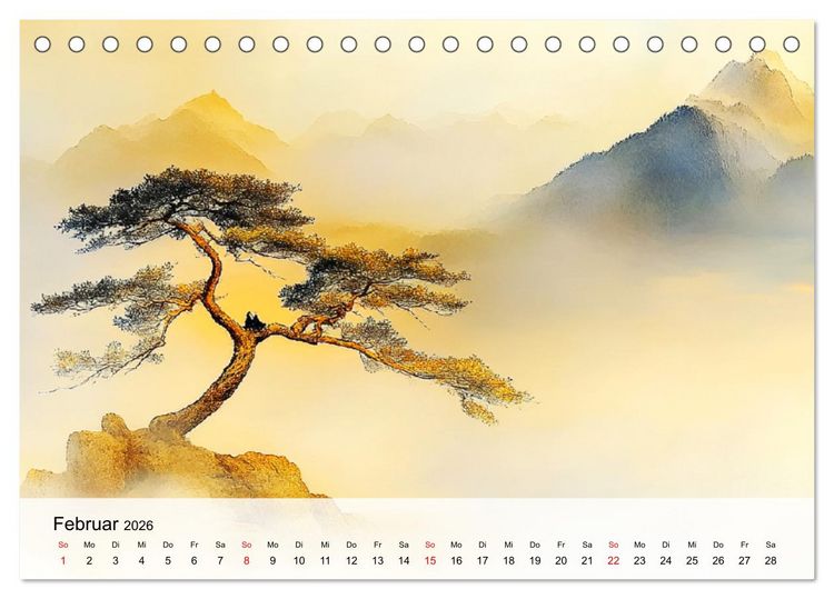 Produktbild: Japan. Eine k&uuml;nstlerische Reise im Aquarellstil (Tischkalender 2026 DIN A5 quer), CALVENDO Monatskalender