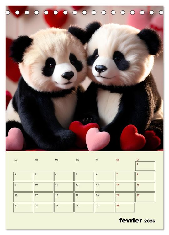 Produktbild: Les pandas rigolos - Une ann&eacute;e de douceur et de rires (Calendrier de bureau 2026 DIN A5 horizontal), CALVENDO calendrier mensuel