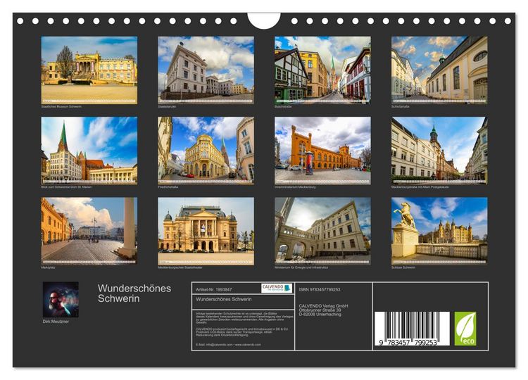 Produktbild: Wundersch&ouml;nes Schwerin (Wandkalender 2026 DIN A4 quer), CALVENDO Monatskalender