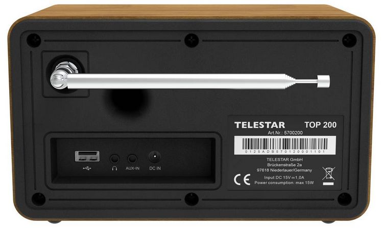 Produktbild: Telestar TOP 200 Holz Internet Kofferradio Internet, DAB+, UKW Bluetooth&reg;, USB, WLAN, AUX Holz