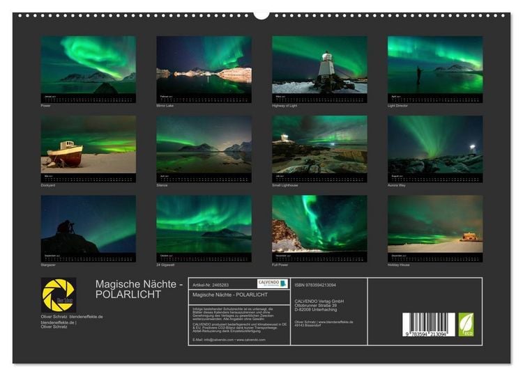 Produktbild: Magische N&auml;chte - POLARLICHT (hochwertiger Premium Wandkalender 2027 DIN A2 quer), Kunstdruck in Hochglanz