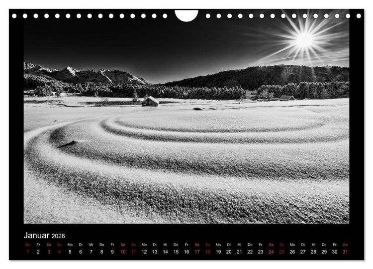 Produktbild: Soultouch - Schwarzwei&szlig; Landschaften, die die Seele ber&uuml;hren (Wandkalender 2026 DIN A4 quer), CALVENDO Monatskalender