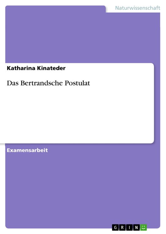 Produktbild: Das Bertrandsche Postulat