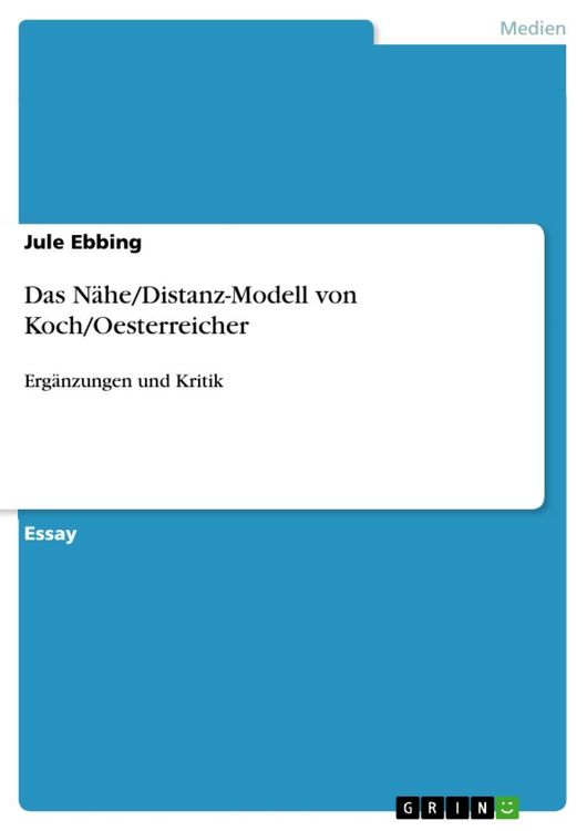 Produktbild: Das N&auml;he/Distanz-Modell von Koch/Oesterreicher
