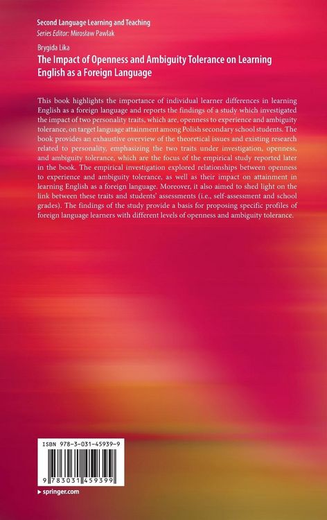 Produktbild: The Impact of Openness and Ambiguity Tolerance on Learning English as a Foreign Language