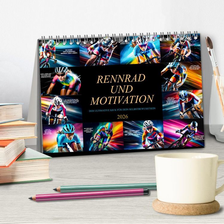 Produktbild: Rennrad und Motivation (Tischkalender 2026 DIN A5 quer), CALVENDO Monatskalender