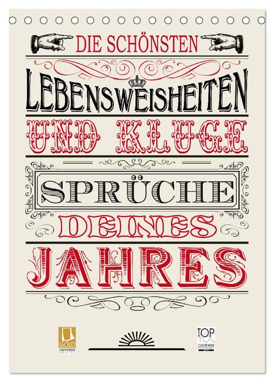 Produktbild: Die sch&ouml;nsten Lebensweisheiten Typo - Kalender (Tischkalender 2026 DIN A5 hoch), CALVENDO Monatskalender
