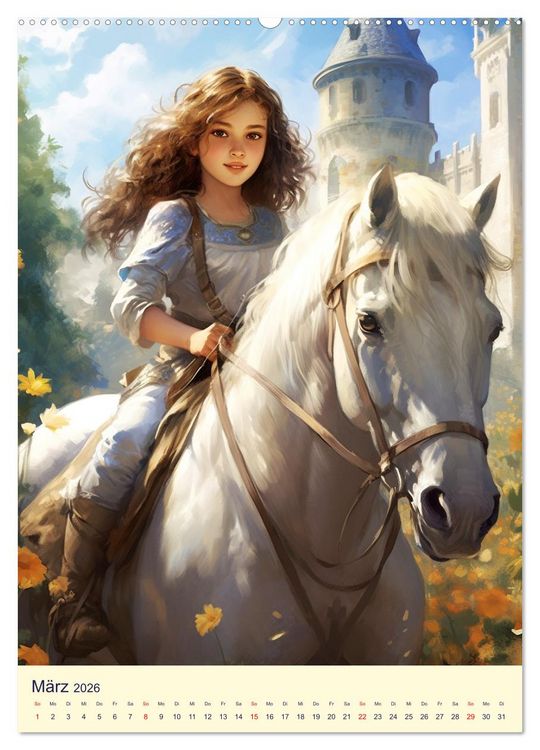 Produktbild: Kinder-Fantasy. Edle Burgfr&auml;ulein und Ritter im Mittelalter (Wandkalender 2026 DIN A2 hoch), CALVENDO Monatskalender