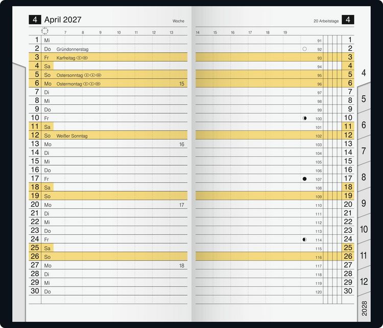 Produktbild: rido/id&eacute; 7046884907 Taschenkalender Mod. M-Planer 2027 A6, Kunstleder, schwarz