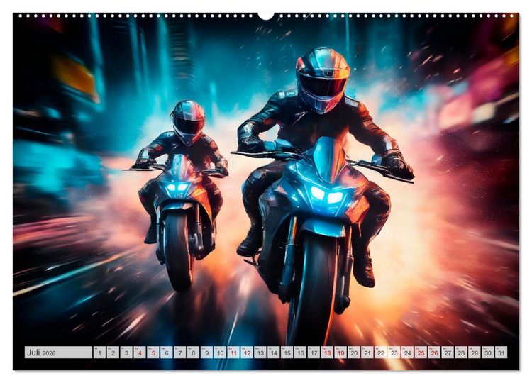 Produktbild: Coole KI-generierte MOTORR&Auml;DER (hochwertiger Premium Wandkalender 2026 DIN A2 quer), Kunstdruck in Hochglanz