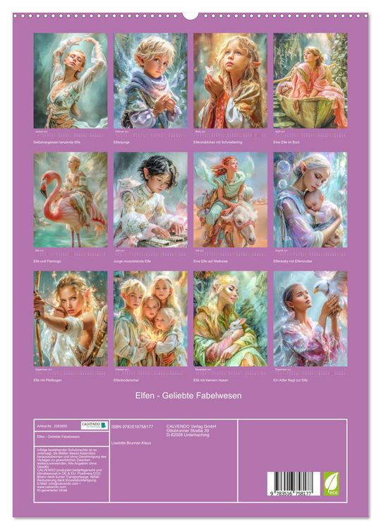Produktbild: Elfen - Geliebte Fabelwesen (hochwertiger Premium Wandkalender 2027 DIN A2 hoch), Kunstdruck in Hochglanz