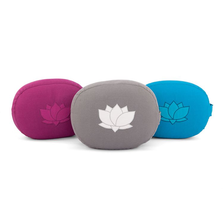 Produktbild: Meditationskissen Oval mit Lotus-Stickerei &brvbar; t&uuml;rkis