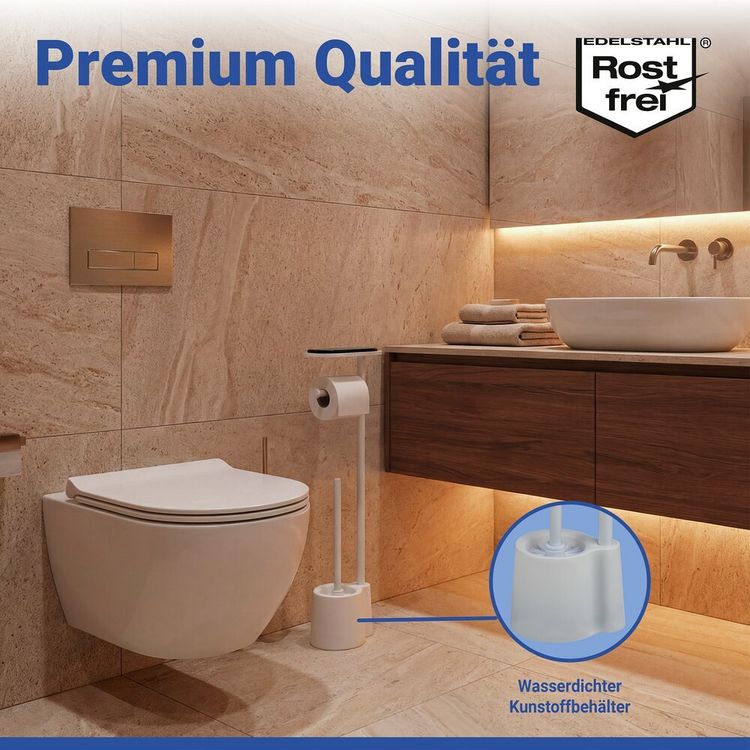 Produktbild: Stand WC-Garnitur Mod. Albella Wei&szlig;, mit praktischer Ablagefl&auml;che