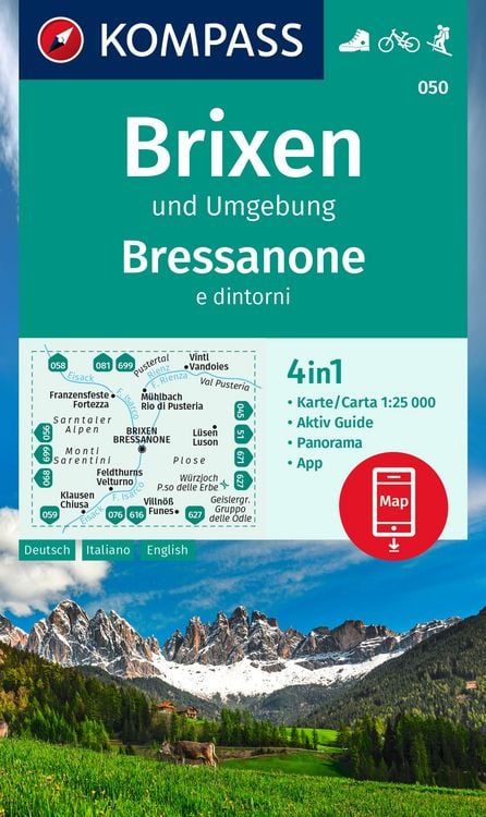 Produktbild: KOMPASS Wanderkarte 050 Brixen und Umgebung / Bressanone e dintorni 1:25.000