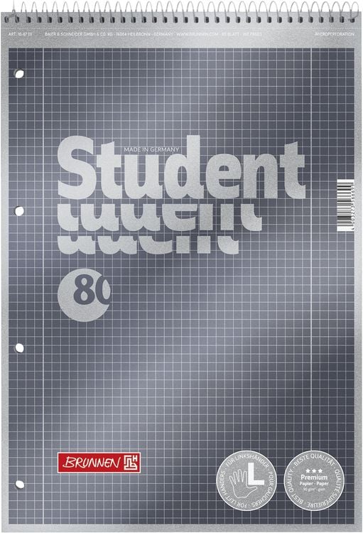 Produktbild: Collegeblock Premium Student Spirale oben | A4, Lineatur 28, 80 Blatt, anthrazit
