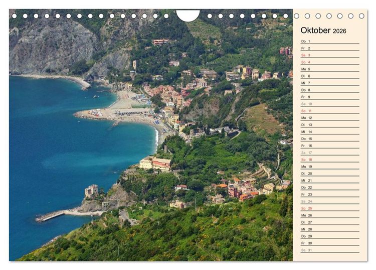 Produktbild: Cinque Terre - Malerische, vertr&auml;umte D&ouml;rfer an der ligurischen K&uuml;ste (Wandkalender 2026 DIN A4 quer), CALVENDO Monatskalender