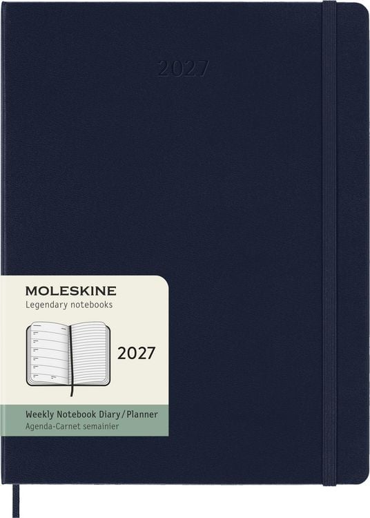 Produktbild: Moleskine 12 Monate Wochen Notizkalender 2027, XL, 1 Wo = 1 Seite, rechts linierte Seite, Fester Einband, Saphir