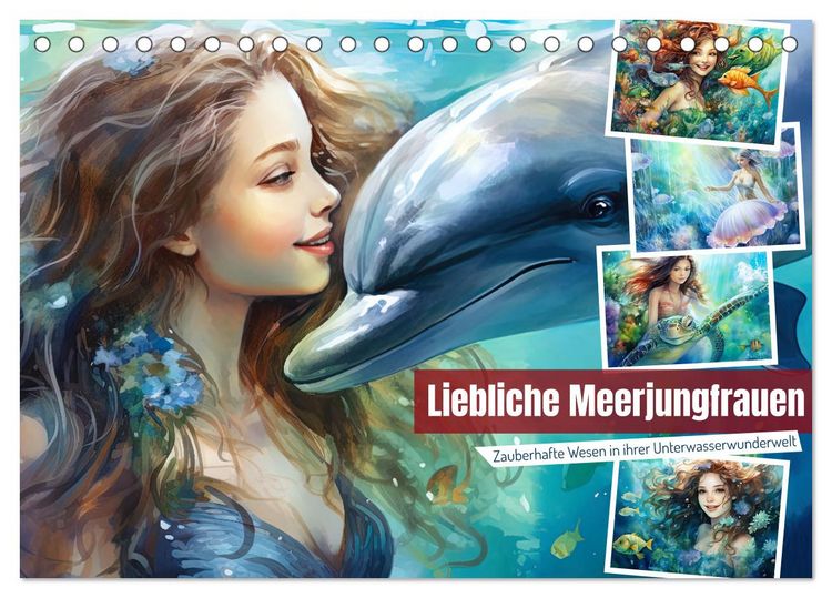 Produktbild: Liebliche Meerjungfrauen (Tischkalender 2026 DIN A5 quer), CALVENDO Monatskalender