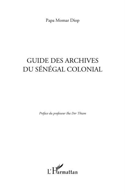 Produktbild: Guide des archives du Senegalcolonial