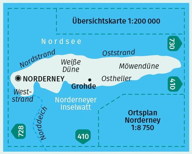 Produktbild: KOMPASS Wanderkarte 729 Norderney im Nationalpark Nieders&auml;chsisches Wattenmeer 1:17.500