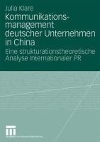 Produktbild: Kommunikationsmanagement deutscher Unternehmen in China