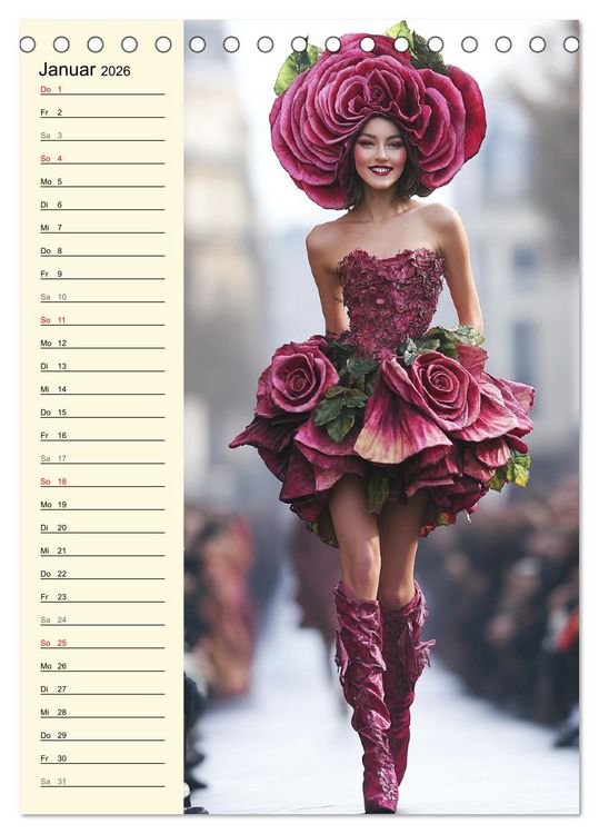 Produktbild: Bl&uuml;tenzauber. High Fashion auf dem Catwalk (Tischkalender 2026 DIN A5 hoch), CALVENDO Monatskalender