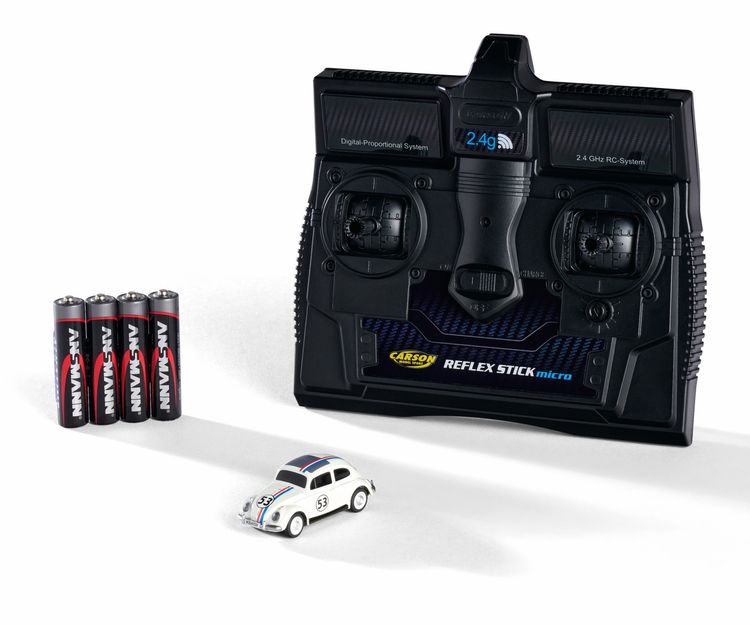 Produktbild: Carson Modellsport 500504153 VW Beetle Rallye 1:87 RC Modellauto Elektro Stra&szlig;enmodell inkl. Akku, Ladeger&auml;t und Senderbatterien