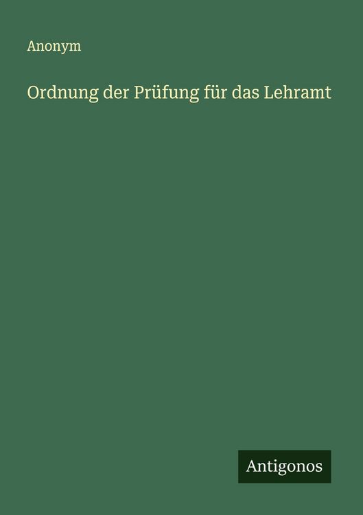Produktbild: Ordnung der Pr&uuml;fung f&uuml;r das Lehramt