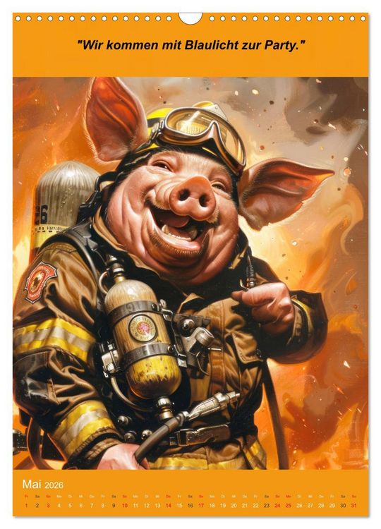 Produktbild: Der tierisch lustige Feuerwehrkalender (Wandkalender 2026 DIN A3 hoch), CALVENDO Monatskalender