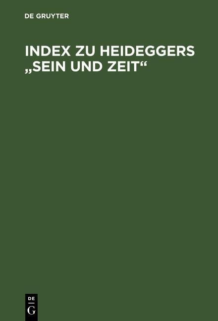Produktbild: Index zu Heideggers "Sein und Zeit"