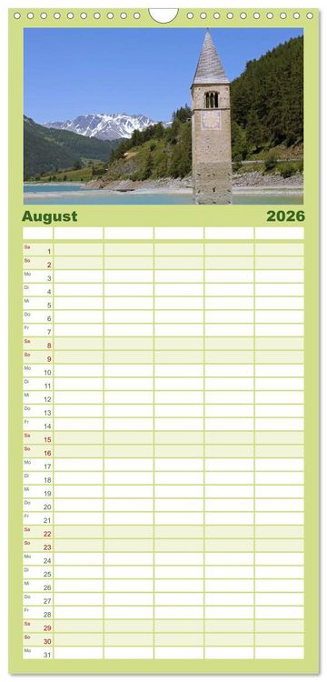 Produktbild: Familienplaner 2026 - Zauber der Berglandschaft mit 5 Spalten (Wandkalender, 21 x 45 cm) CALVENDO