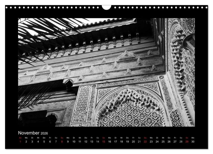 Produktbild: Marokko - Nostalgie in schwarz-weiss (Wandkalender 2026 DIN A3 quer), CALVENDO Monatskalender
