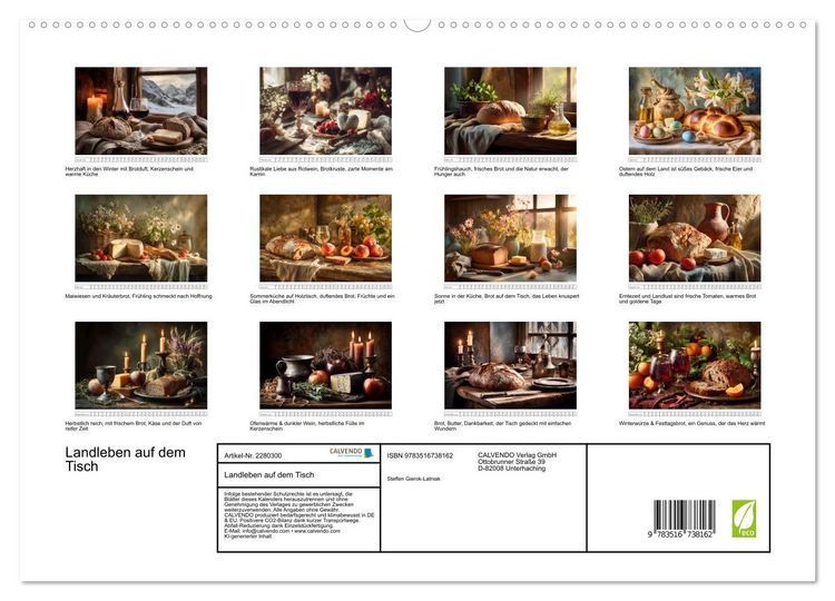 Produktbild: Landleben auf dem Tisch (hochwertiger Premium Wandkalender 2026 DIN A2 quer), Kunstdruck in Hochglanz