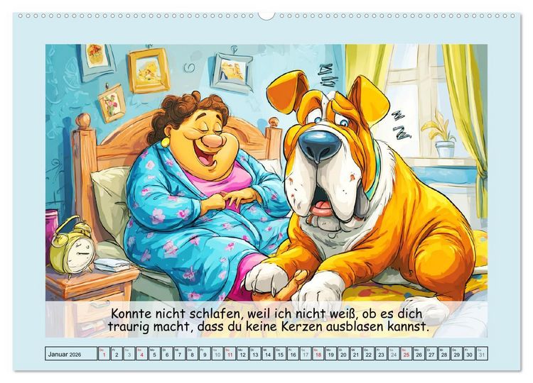 Produktbild: Frauchen und Hund. Witzige Cartoons vom t&auml;glichen Chaos (Wandkalender 2026 DIN A2 quer), CALVENDO Monatskalender