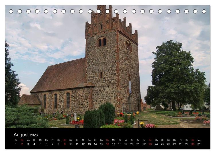 Produktbild: Dorfkirchen in Brandenburg (Tischkalender 2026 DIN A5 quer), CALVENDO Monatskalender