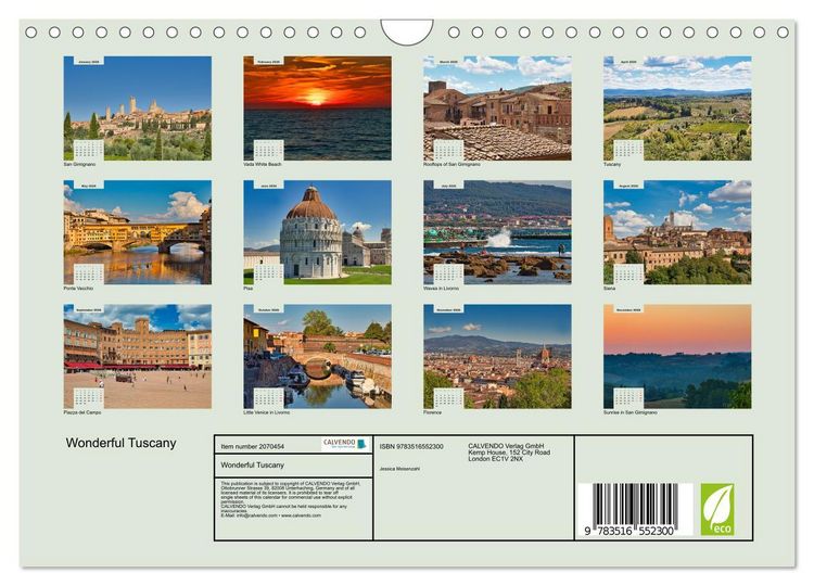 Produktbild: Wonderful Tuscany (Wall Calendar 2026 DIN A4 landscape), CALVENDO 12 Month Wall Calendar