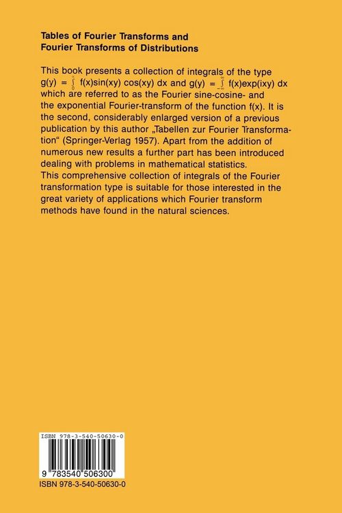 Produktbild: Tables of Fourier Transforms and Fourier Transforms of Distributions