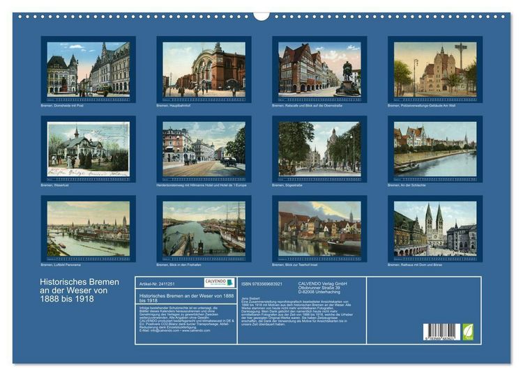 Produktbild: Historisches Bremen an der Weser von 1888 bis 1918 (Wandkalender 2027 DIN A2 quer), CALVENDO Monatskalender
