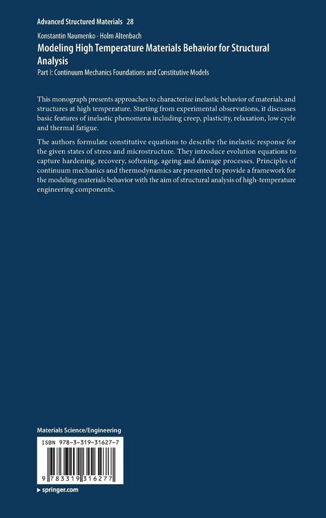 Produktbild: Modeling High Temperature Materials Behavior for Structural Analysis