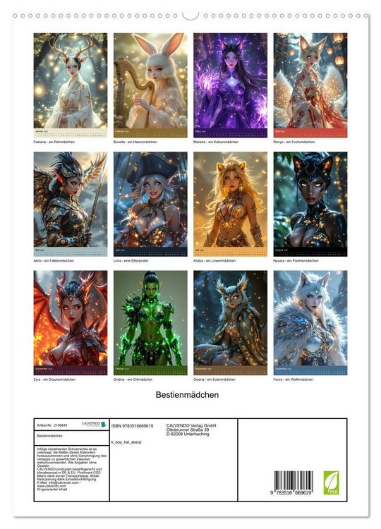 Produktbild: Bestienm&auml;dchen (hochwertiger Premium Wandkalender 2026 DIN A2 hoch), Kunstdruck in Hochglanz