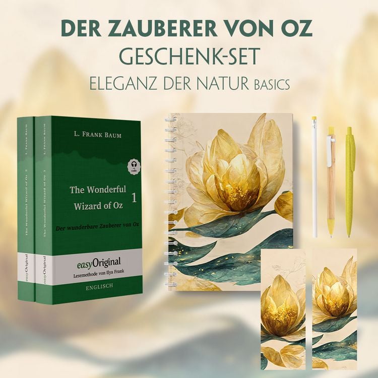 Produktbild: Der Zauberer von Oz Geschenkset - 2 B&uuml;cher (mit Audio-Online) + Eleganz der Natur Schreibset Basics