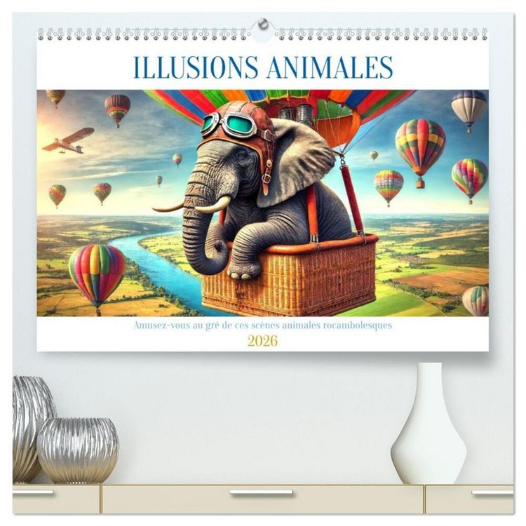 Produktbild: Illusions animales - Amusez-vous au gr&eacute; de ces sc&egrave;nes animales rocambolesques (Calendrier mural 2026 DIN A2 vertical) calendrier de bureau