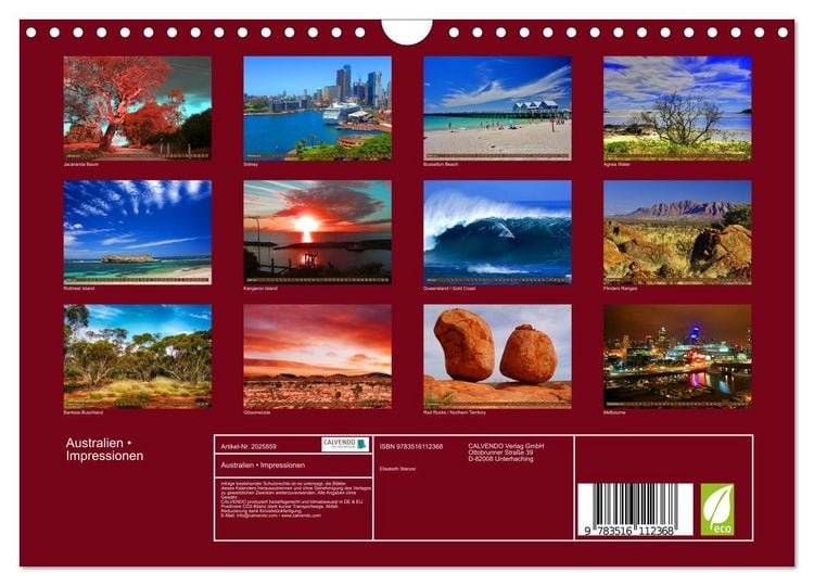 Produktbild: Australien &bull; Impressionen (Wandkalender 2026 DIN A4 quer), CALVENDO Monatskalender