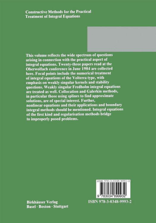 Produktbild: Constructive Methods for the Practical Treatment of Integral Equations