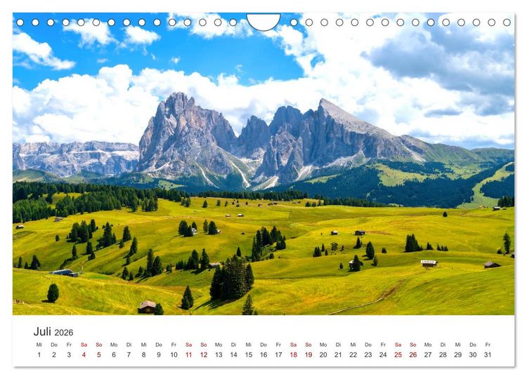 Produktbild: Seiser Alm - Im Herzen der Dolomiten. (Wandkalender 2026 DIN A4 quer), CALVENDO Monatskalender