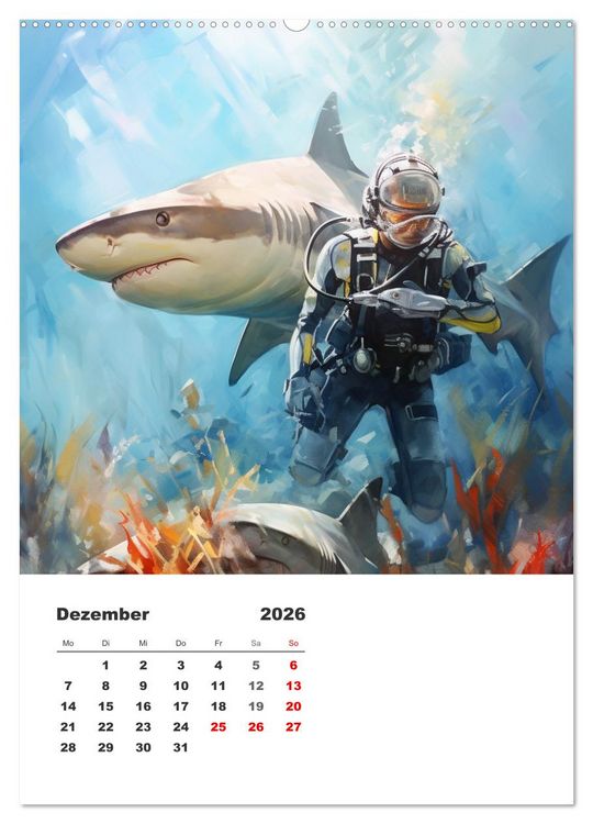 Produktbild: Tauchen im ewigen Blau. Eine Aquarell-Reise in die Tiefen der Meere (Wandkalender 2026 DIN A2 hoch), CALVENDO Monatskalender