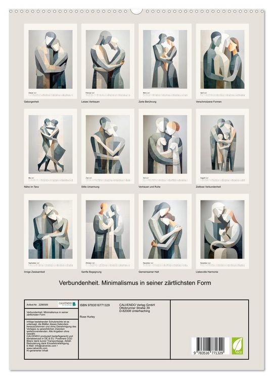 Produktbild: Verbundenheit. Minimalismus in seiner z&auml;rtlichsten Form (hochwertiger Premium Wandkalender 2027 DIN A2 hoch), Kunstdruck in Hochglanz